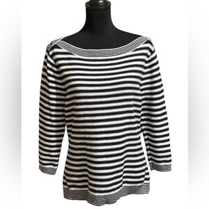 Vintage Lauren Jeans Co Womens Cotton Striped Nautical Sweater L Patch Logo Blue